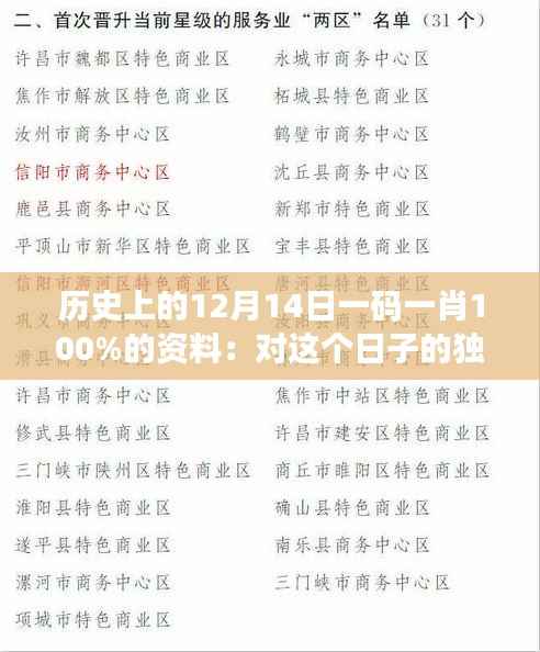 历史上的12月14日一码一肖100%的资料：对这个日子的独到见解