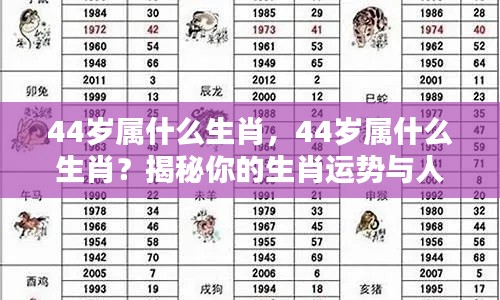 揭秘生肖运势,探寻44岁属相与人生轨迹的奥秘