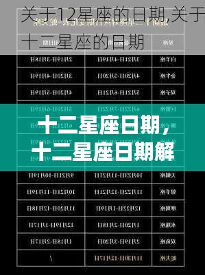 掌握十二星座日期解析,洞悉星座时刻的秘密